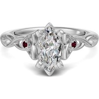 Anillo de Compromiso Corte Marquesa 1.00 ct Celtic Knot - Rubí - Diamante de Laboratorio Oro Blanco 585 (14K)