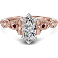 Anillo de Compromiso Corte Marquesa 1.00 ct Celtic Knot - Rubí - Diamante de Laboratorio Oro Rosa 585 (14K)