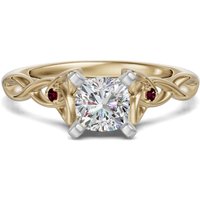 Anillo de Compromiso Corte Cojín 0.75 ct Celtic Knot - Rubí - Diamante de Laboratorio Oro Amarillo 585 (14K)