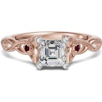 Anillo de Compromiso Corte Asscher 3.00 ct Celtic Knot - Rubí - Diamante de Laboratorio Oro Rosa 585 (14K)
