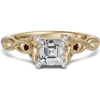 Anillo de Compromiso Corte Asscher 3.00 ct Celtic Knot - Rubí - Diamante de Laboratorio Oro Amarillo 585 (14K)