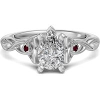 Anillo de Compromiso Corte Pera 0.50 ct Celtic Knot - Rubí - Diamante de Laboratorio Oro Blanco 585 (14K)