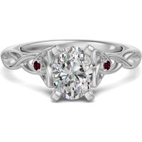 Anillo de Compromiso Corte Ovalado 2.00 ct Celtic Knot - Rubí - Diamante de Laboratorio Oro Blanco 585 (14K)