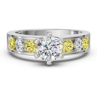 Anillo de Compromiso Diamond Diva Corte Redondo 3.00 Quilates - Canary - Diamante Natural Platino 950