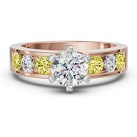 Anillo de Compromiso Diamond Diva Corte Redondo 2.00 Quilates - Canary - Diamante de Laboratorio Oro Rosa 585 (14K)