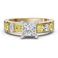 Anillo de Compromiso Diamond Diva Corte Princesa 3.00 Quilates - Canary - Diamante de Laboratorio Oro Amarillo 585 (14K)