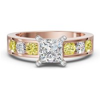 Anillo de Compromiso Diamond Diva Corte Princesa 0.50 Quilates - Canary - Diamante Natural Oro Rosa 585 (14K)