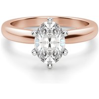 Anillo de Compromiso Solitario Clásico de 6 Garras Corte Oval 3.00 ct Diamante de Laboratorio Oro Rosa 585
