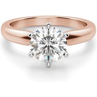 Anillo de Compromiso Solitario Clásico de 6 Garras Corte Redondo 3.00 ct Diamante de Laboratorio Oro Rosa 585