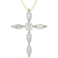 Colgante Cruz Corte Redondo & Marquesa 2.00 ct Diamante de Laboratorio Oro Amarillo 585 Oro Amarillo 585