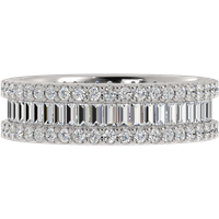 Alianza de Boda 3-Row Mixed 5.50 MM con diamante de laboratorio Oro Blanco 417 (10K)