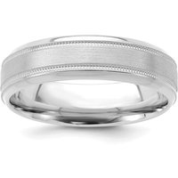 Alianza de Boda Cepillada Milgrain Comfort Fit 6 mm Oro Blanco 585