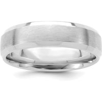 Alianza de Boda Cepillada, Borde Biselado, Ajuste Confort, 6 mm Oro Blanco 585