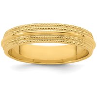 Alianza de Boda Doble Milgrain Comfort Fit 5 mm Oro Amarillo 585