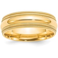 Alianza de Boda Doble Milgrain Comfort Fit 7 mm Oro Amarillo 585