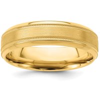 Alianza de Boda Cepillada Milgrain Comfort Fit 6 mm Oro Amarillo 585