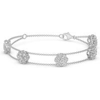 Pulsera en Racimo con Corte Redondo Diamante Natural Oro Blanco 585 (14K)