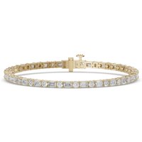Pulsera Tenis con Corte Redondo y Esmeralda 5.00 Quilates Diamante Natural Oro Amarillo 585 (14K)