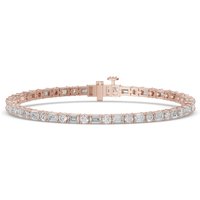 Pulsera Tenis con Corte Redondo y Esmeralda 5.00 Quilates Diamante de Laboratorio Oro Rosa 585 (14K)