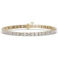 Pulsera Tenis con Corte Redondo y Esmeralda 8.00 Quilates Diamante Natural Oro Amarillo 585 (14K)