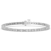 Pulsera Tenis con Corte Redondo y Esmeralda 5.00 Quilates Diamante Natural Oro Blanco 585 (14K)