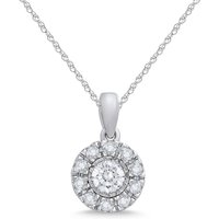Colgante de Diamantes con Halo Redondo Diamante Natural Oro Blanco 585 (14K)