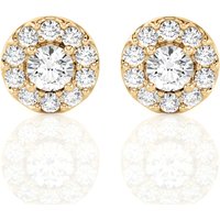Pendientes de Botón Halo Redondos 2.00 ct Diamante de Laboratorio Oro Amarillo 585 (14K)