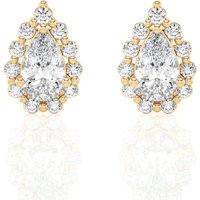 Pendientes de Botón Halo con Corte Pera 2.00 ct Diamante de Laboratorio Oro Amarillo 585 (14K)