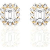 Pendientes de Botón con Halo de Corte Esmeralda 1.00 ct Diamante de Laboratorio Oro Amarillo 585 (14K)