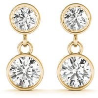 Pendientes Colgante Dúo en Bisel 0.50 ct. tot. Diamante de Laboratorio Oro Amarillo 750 (18K)