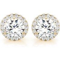 Pendientes de Botón Halo Redondos 0.32 ct. tot. Diamante de Laboratorio Oro Amarillo 585 (14K)