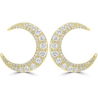 Pendientes de Botón Luna Creciente Diamante Natural 0.88 ct. tot. Oro Amarillo 585 (14K)