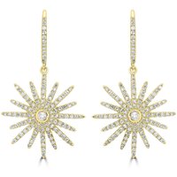 Pendientes Colgantes Starburst de Diamante Natural 0.87 ct. tot. Oro Amarillo 585 (14K)
