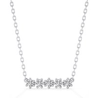 Collar Barra de Diamantes con 5 Piedras Diamante de Laboratorio Oro Blanco 585 (14K)