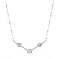 Collar de Tres Piedras en Forma de Pera y Ovalados Diamante de Laboratorio Oro Blanco 585 (14K)