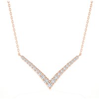 Collar con Colgante Graduado en Forma de V Diamante de Laboratorio Oro Rosa 585 (14K)