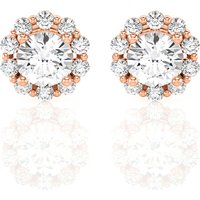 Pendientes de Botón Halo Diamante de Laboratorio Oro Rosa 585 (14K)