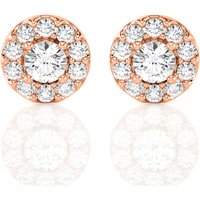 Pendientes de Botón Halo Redondos 2.00 ct Diamante de Laboratorio Oro Rosa 585 (14K)
