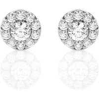 Pendientes de Botón Halo Redondos 1.00 ct Diamante de Laboratorio Oro Blanco 585 (14K)