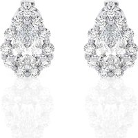 Pendientes de Botón Halo con Corte Pera 1.10 ct Diamante de Laboratorio Oro Blanco 585 (14K)