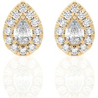 Pendientes de Botón con Halo de Corte Pera 1.00 ct Diamante de Laboratorio Oro Amarillo 585 (14K)