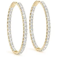 Pendientes Aros Ovalados Inside-Out 30 mm 2.20 ct. tot. Diamante de Laboratorio Oro Amarillo 750 (18K)