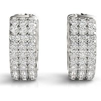 Pendientes Huggie de Tres Hileras Pavé 0.54 ct. tot. Diamante de Laboratorio Oro Blanco 585 (14K)