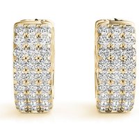 Pendientes Huggie de Tres Hileras Pavé 0.54 ct. tot. Diamante de Laboratorio Oro Amarillo 750 (18K)