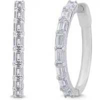 Aros Esmeralda de Bisagra 23 mm 2.00 ct. tot. Diamante de Laboratorio Oro Blanco 585 (14K)