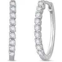 Aros Lineales de Bisagra 20 mm 0.50 ct. tot. Diamante de Laboratorio Oro Blanco 585 (14K)
