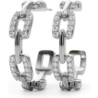 Aros Abiertos Cadena con Diamantes 1.00 ct. tot. Diamante de Laboratorio Oro Blanco 585 (14K)