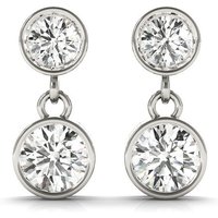 Pendientes Colgante Dúo en Bisel 0.50 ct. tot. Diamante de Laboratorio Oro Blanco 585 (14K)