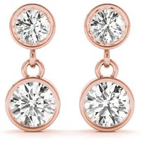 Pendientes Colgante Dúo en Bisel 1.00 ct. tot. Diamante de Laboratorio Oro Rosa 585 (14K)