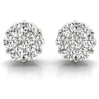 Pendientes de Botón Cluster 0.50 ct. tot. Diamante de Laboratorio Oro Blanco 585 (14K)